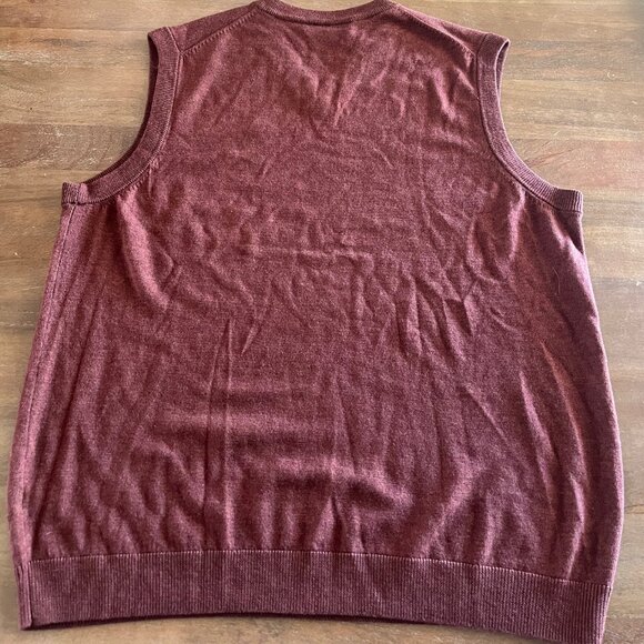 Turnberry Men's Size XL Rust Maroon 100% Extra Fine Merino Wool Sleeveless Vest - Picture 5 of 7
